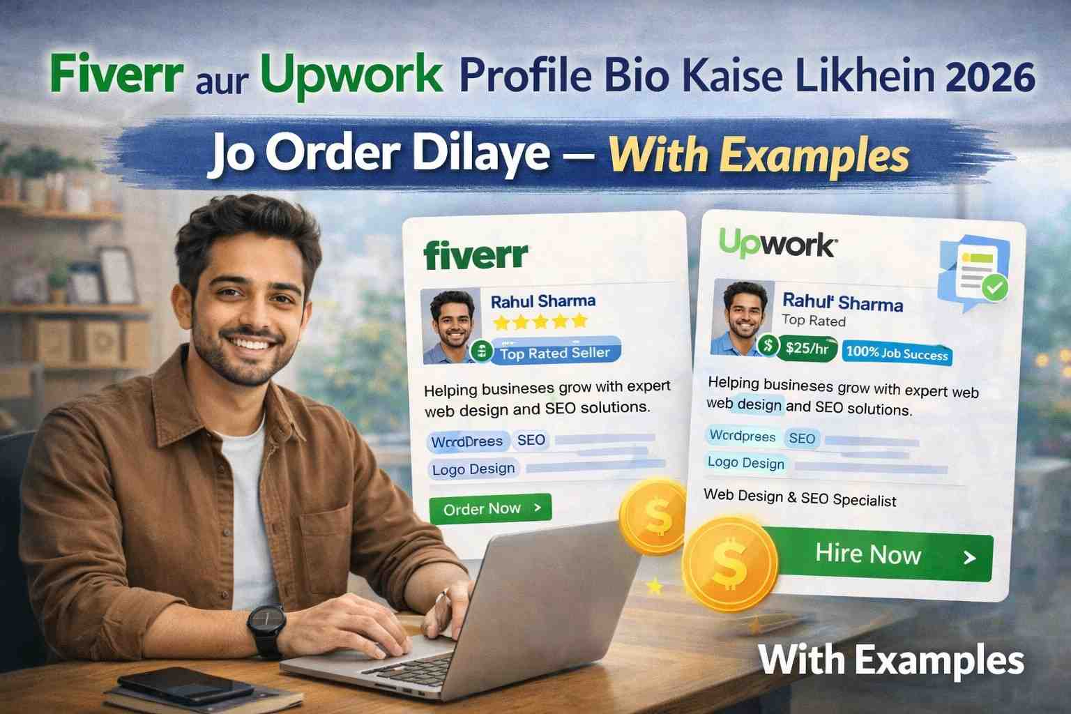 Fiverr aur Upwork Profile Bio Kaise Likhein 2026 Jo Best Order Dilaye — With Examples
