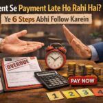 Client Se Payment Late Ho Rahi Hai Ye 6 Steps Abhi Follow Karein concept showing overdue invoice, freelancer asking for payment, and urgent pay now situation in realistic business setup