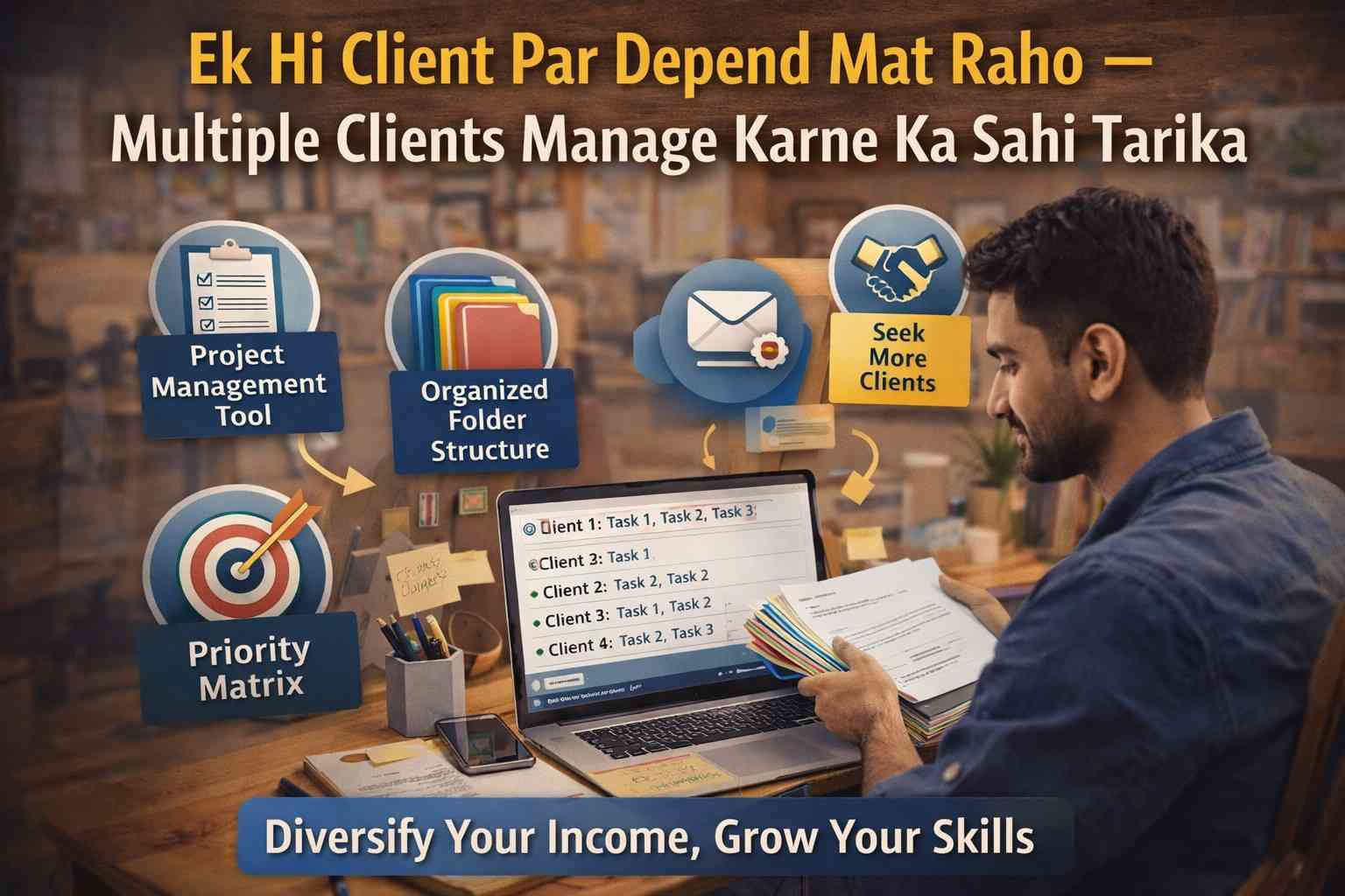 Ek Hi Client Par Depend Mat Raho (2026) — Multiple Clients Manage Karne Ka Proven Tarika