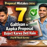 Proposal Mistakes 2026 – split image showing rejected proposal vs approved proposal with sad and happy freelancer comparison